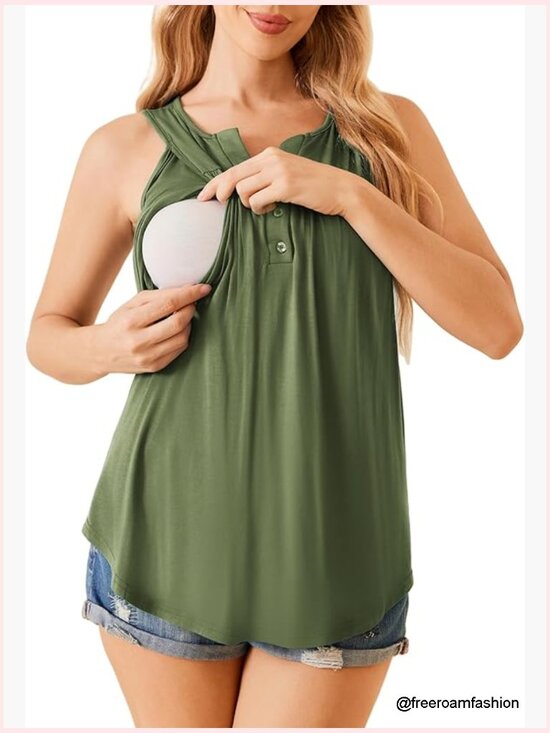 Tops - Maternity Nursing Tank Top Sleeveless Double Layer Breastfeeding Shirt